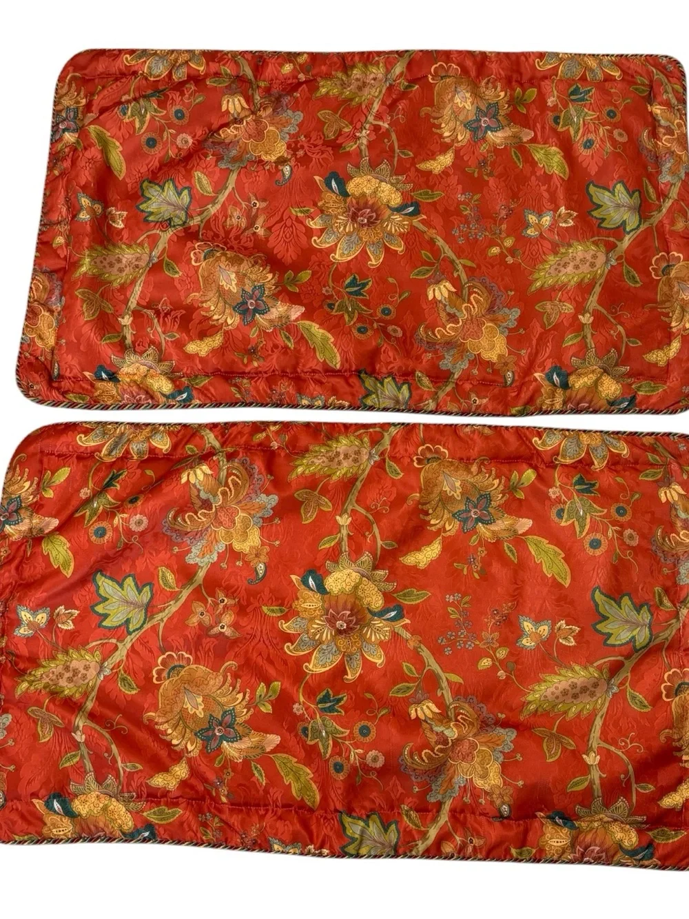 2 J Queen New York Key Largo Padded Pillow Shams King Orange Jacobean Floral